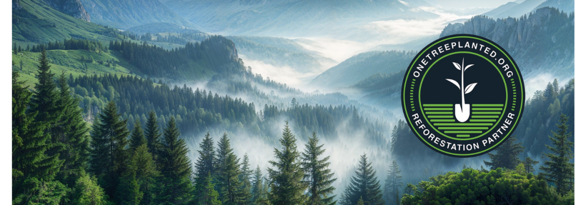 Image d'une forêt avec le logo One Tree Planted